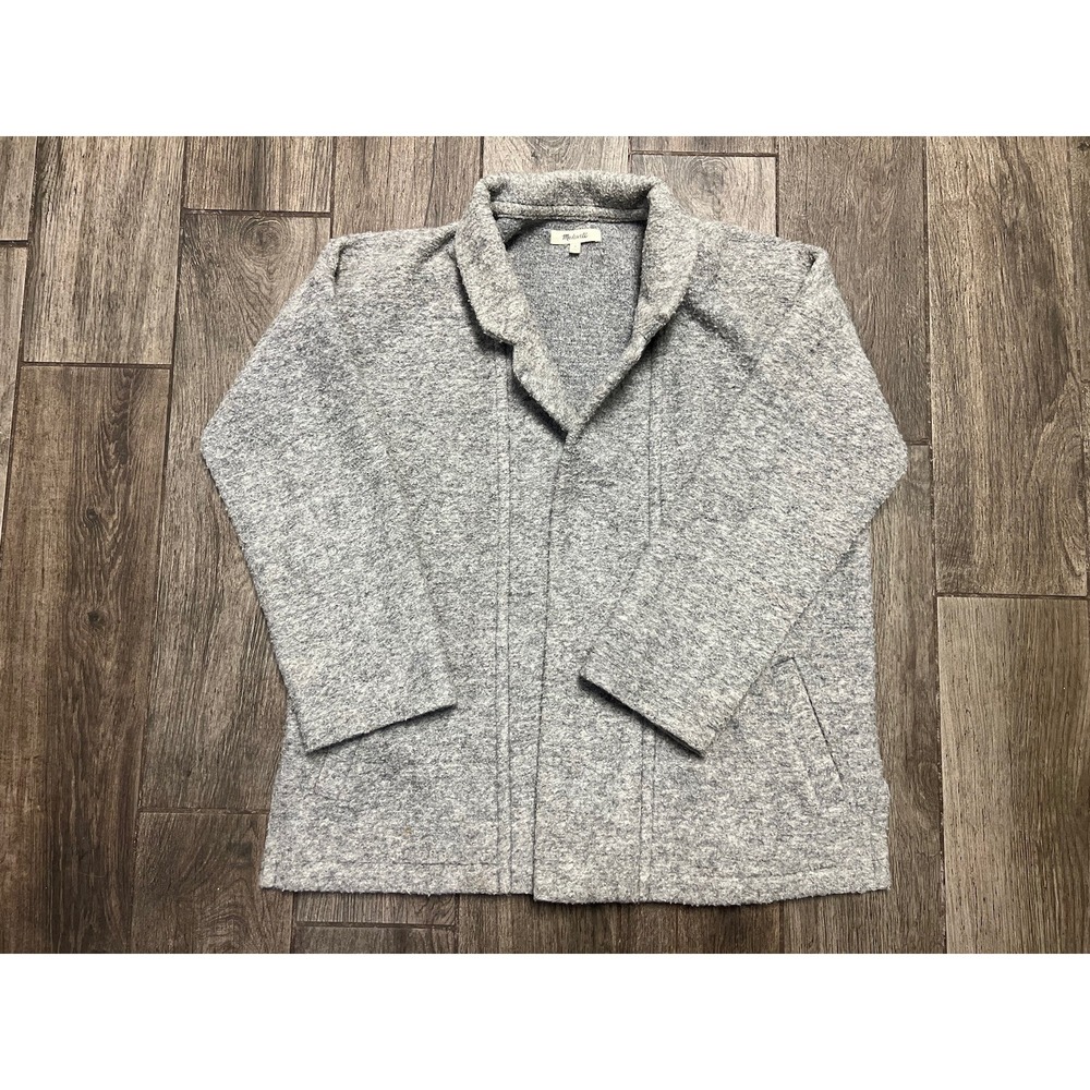 Madewell Cardigan Gray Collared Open Front Wool Blend Medium - Picture 2 of 9